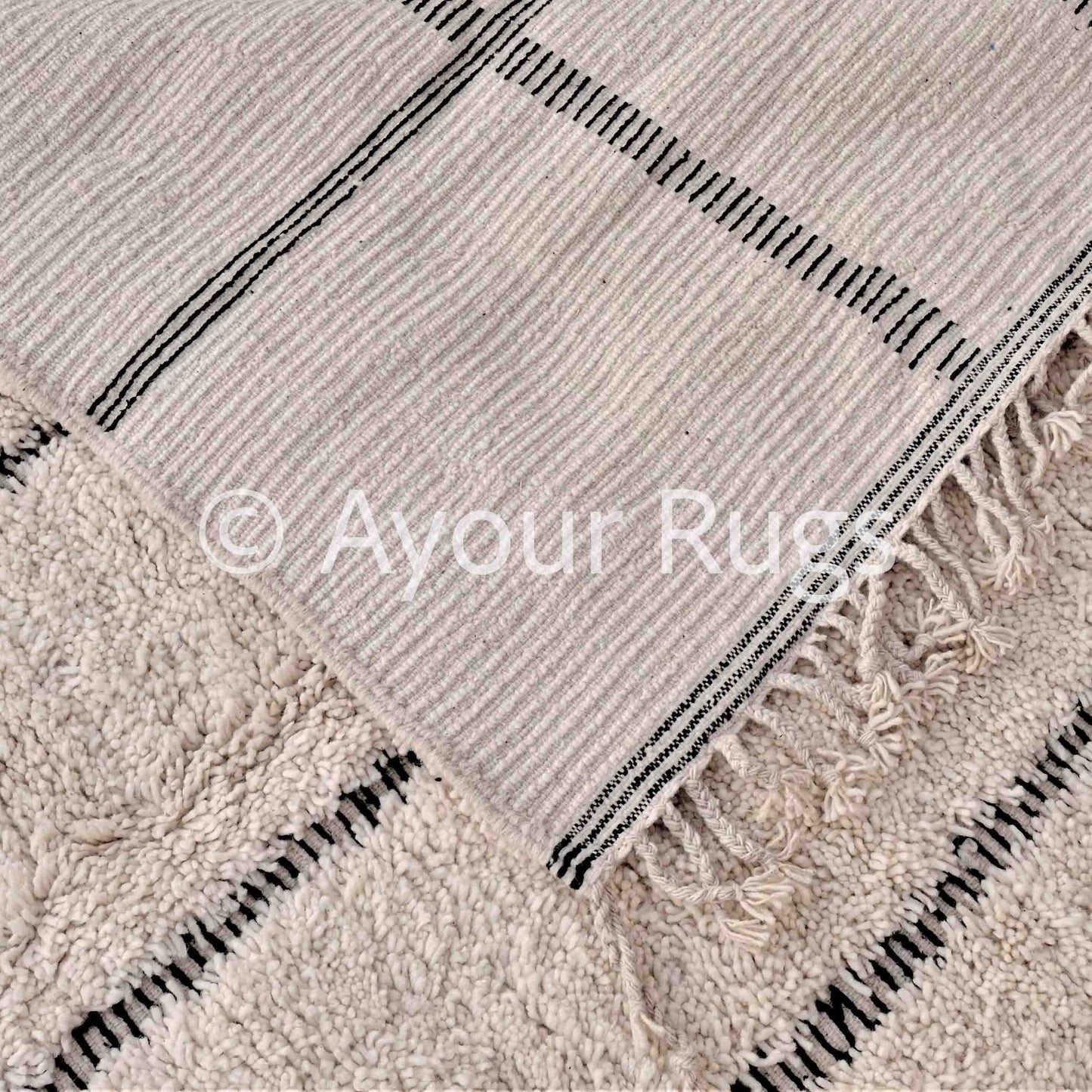 Shag Beni Ourain Rug – Handmade Moroccan Wool Rug - Soft High Pile Carpet