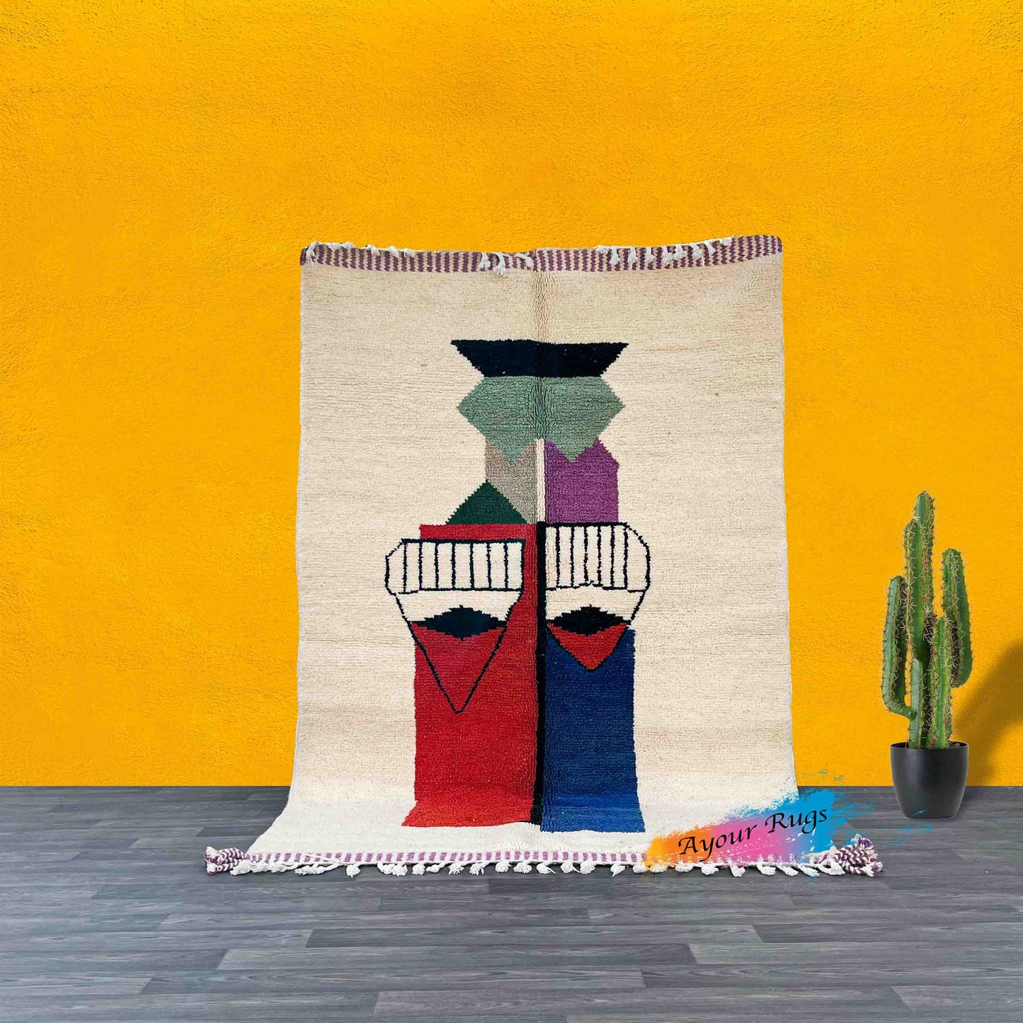 Beni Ourain Rug – Handmade Moroccan Wool Carpet - Artisan Crafted Cozy Bohemian Style