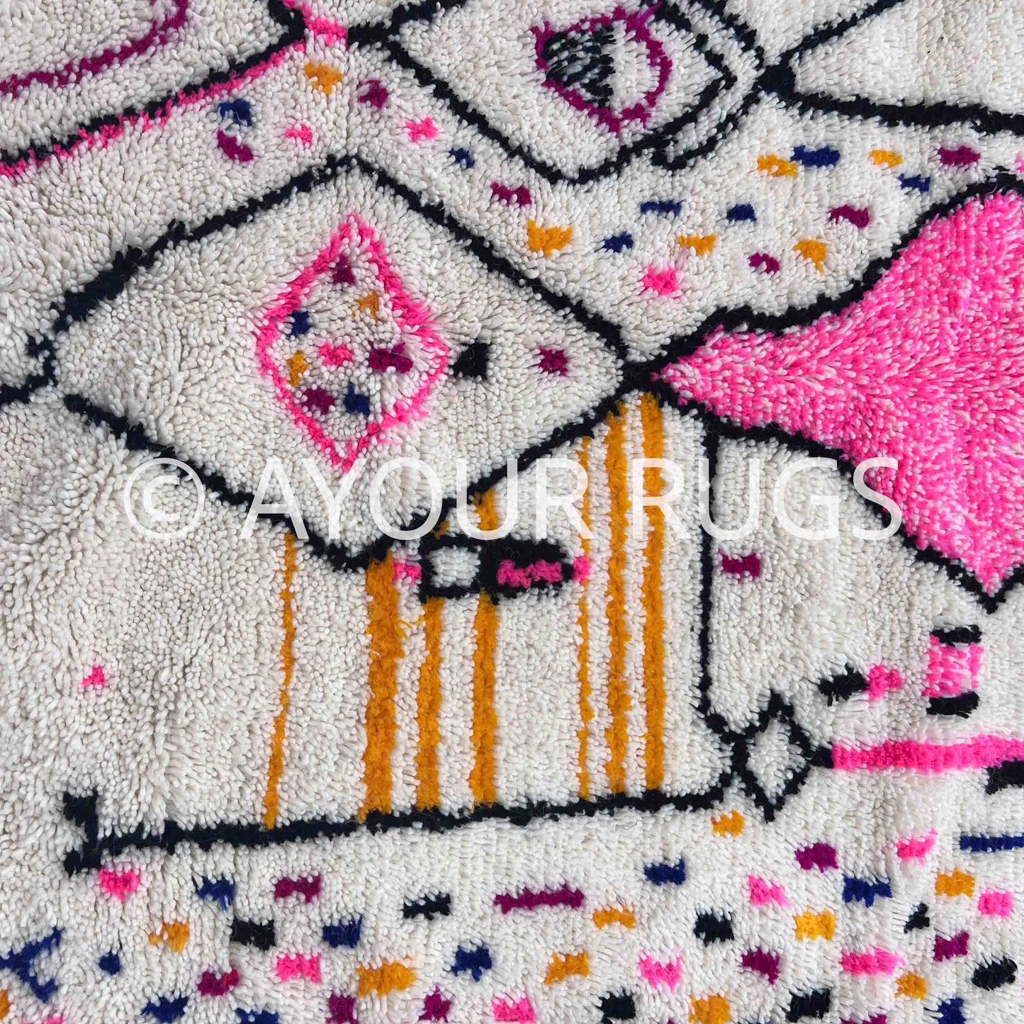 Authentic Azilal Moroccan Rug - Handmade Berber Wool - 4.3x6.4 ft / 130x196 cm