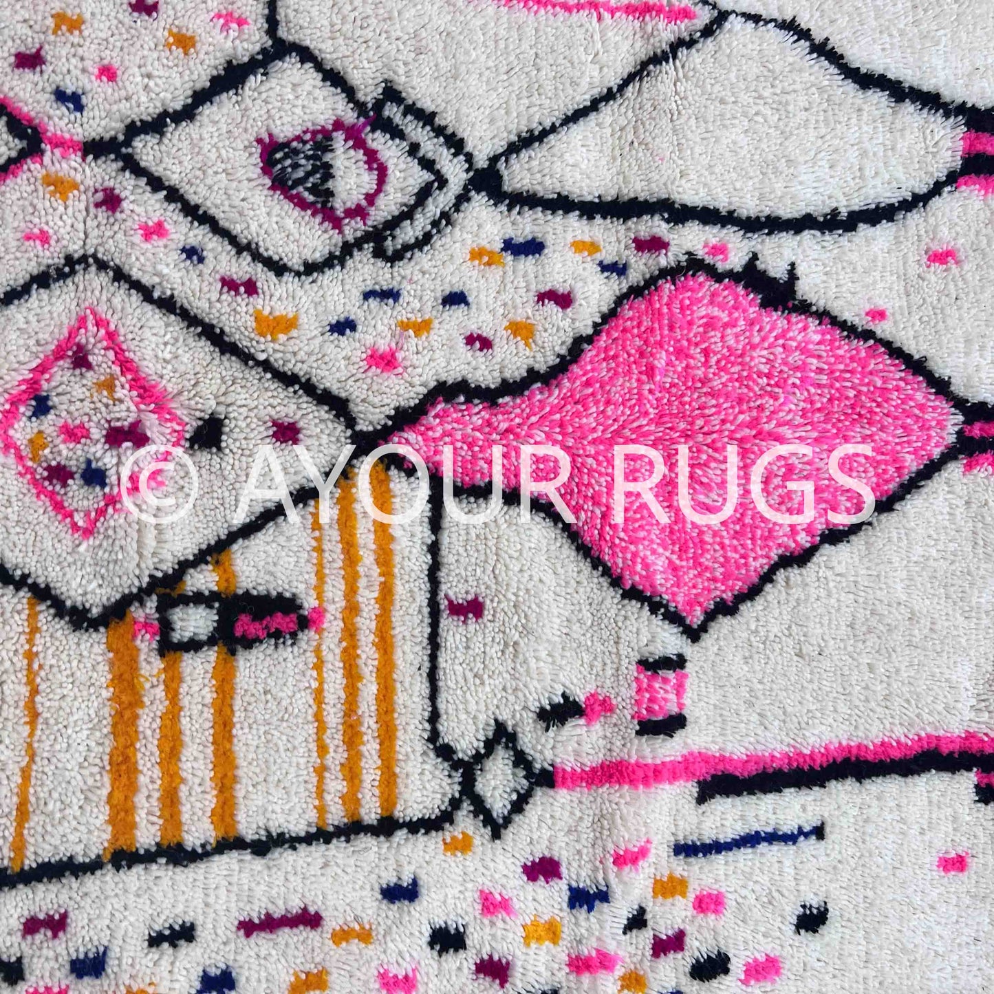 Authentic Azilal Moroccan Rug - Handmade Berber Wool - 4.3x6.4 ft / 130x196 cm