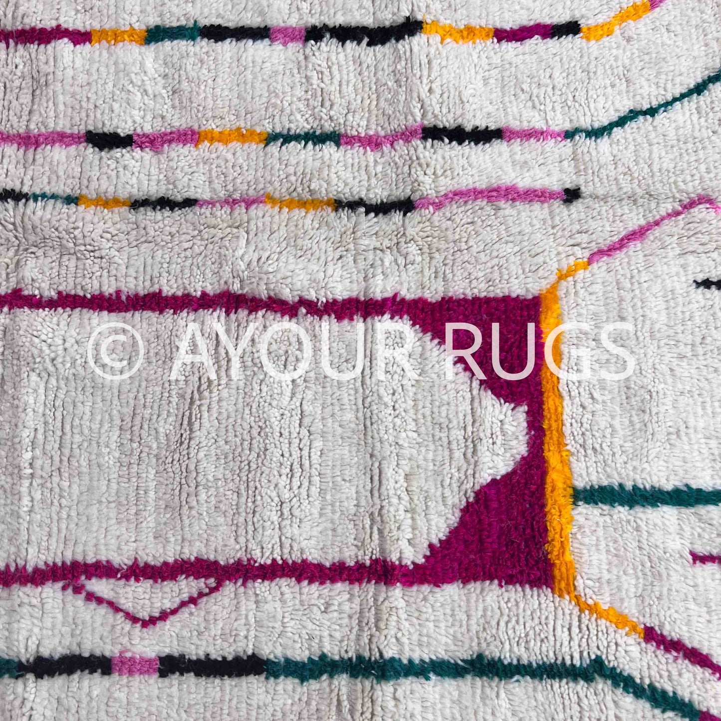 Authentic Azilal Moroccan Rug - Handwoven Wool - 6.6x7.1 ft / 200x215 cm