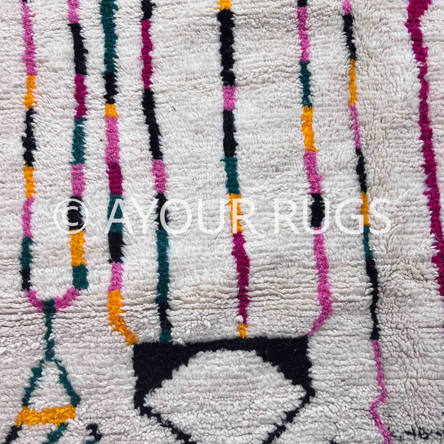 Authentic Azilal Moroccan Rug - Handwoven Wool - 6.6x7.1 ft / 200x215 cm