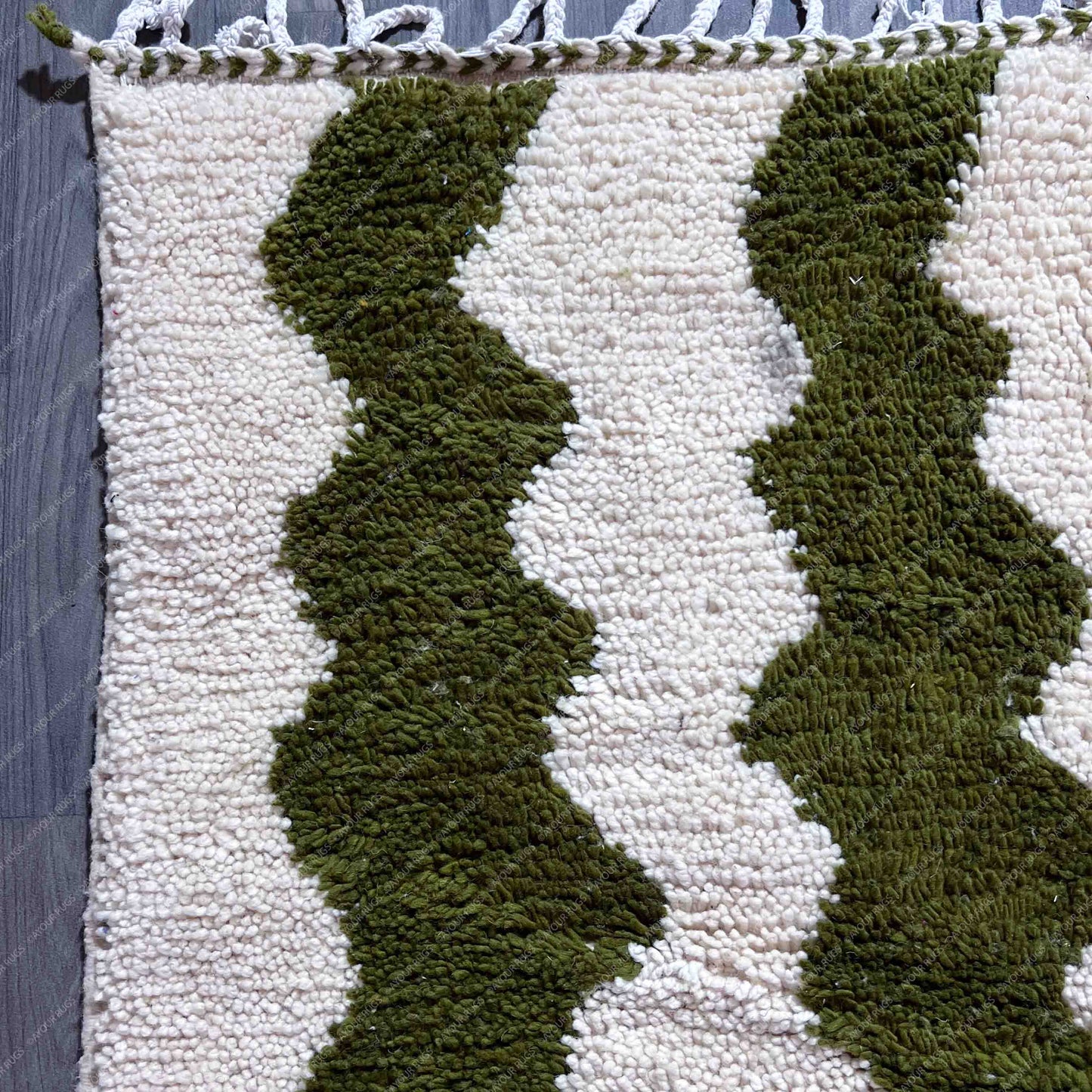 Blue Moroccan Runner Rug - Handwoven Wool Shag - 5.9x8.1 ft / 180x248 cm