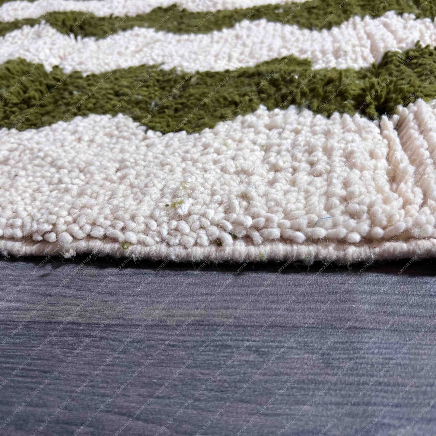 Blue Moroccan Runner Rug - Handwoven Wool Shag - 5.9x8.1 ft / 180x248 cm