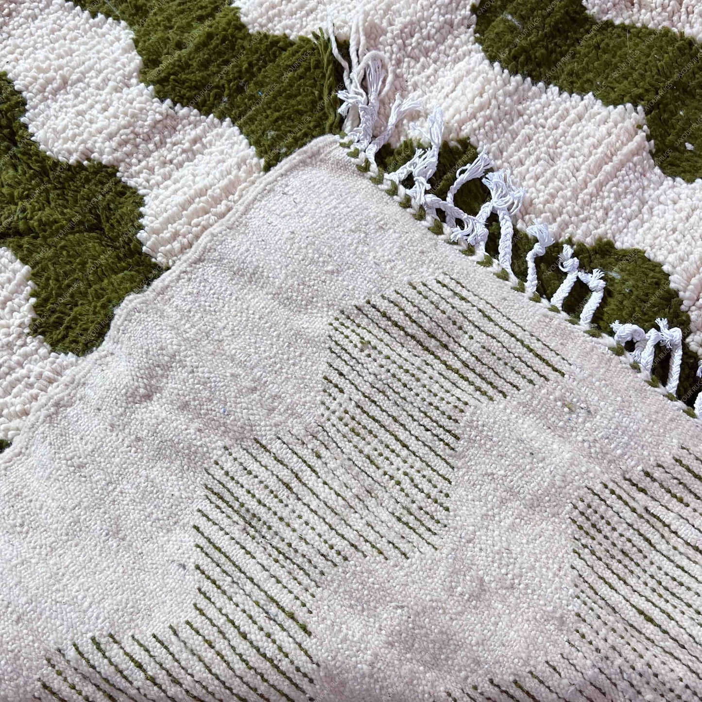 Blue Moroccan Runner Rug - Handwoven Wool Shag - 5.9x8.1 ft / 180x248 cm