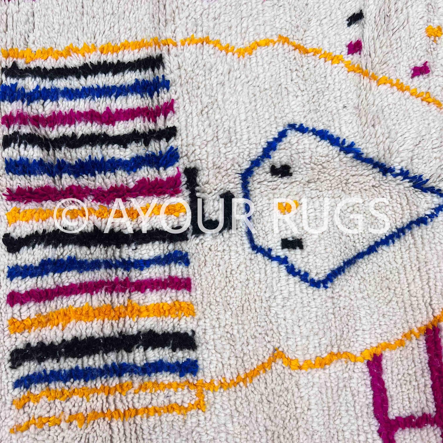 Authentic Azilal Moroccan Rug - Handwoven Wool Shag - 4.9x6.2 ft / 150x190 cm