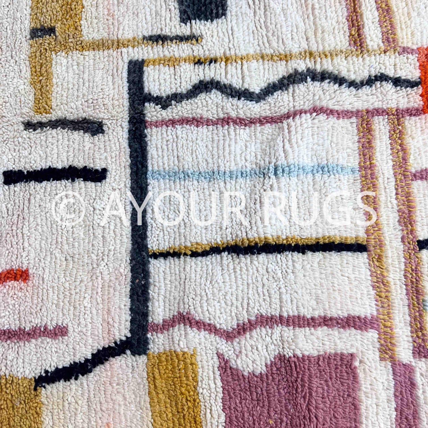 Authentic Azilal Moroccan Rug - Handwoven Wool Shag - 5.1x8.1 ft / 155x246 cm