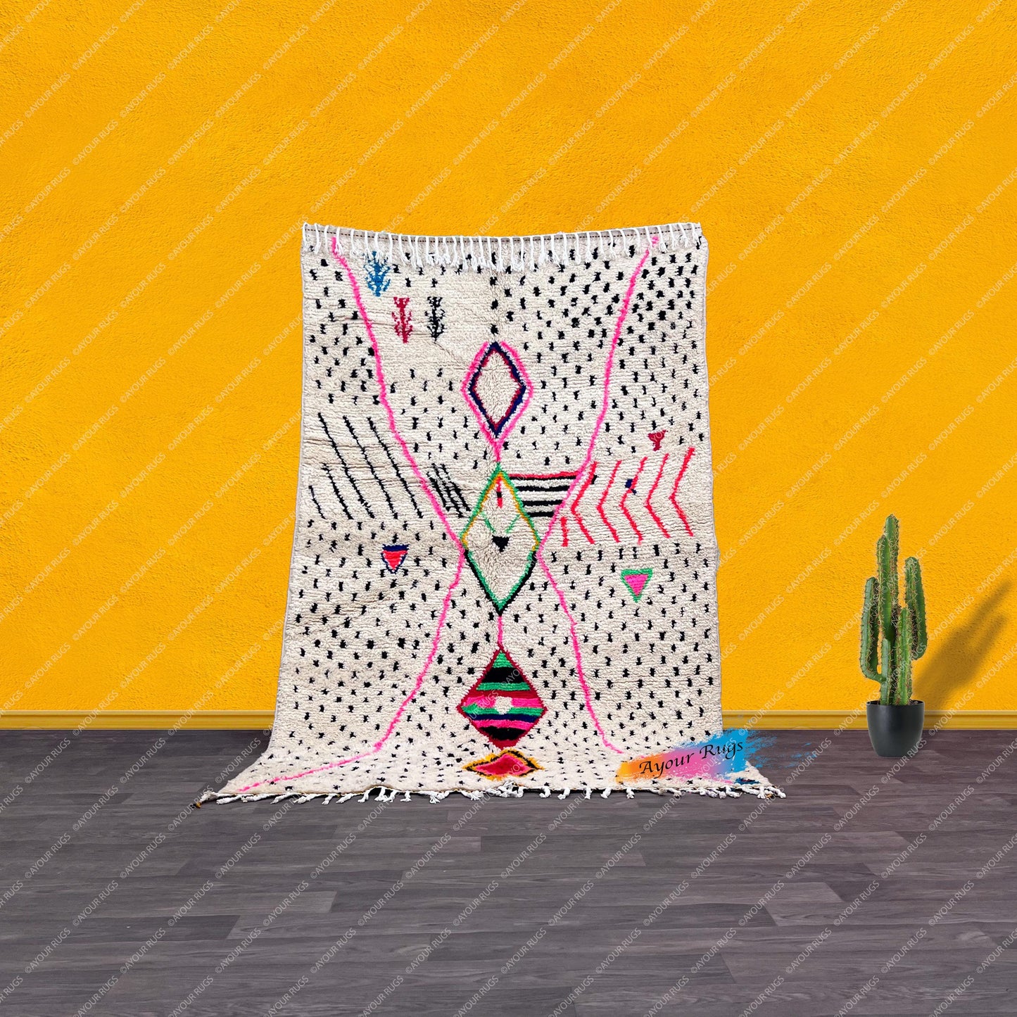 Colorful Moroccan Rug | 5x8.4 ft / 151x256 cm | Berber Rug | Tapis Berbere | Teppich Homes | Area Rug | Wool Rug | Azilal Rug | Beni