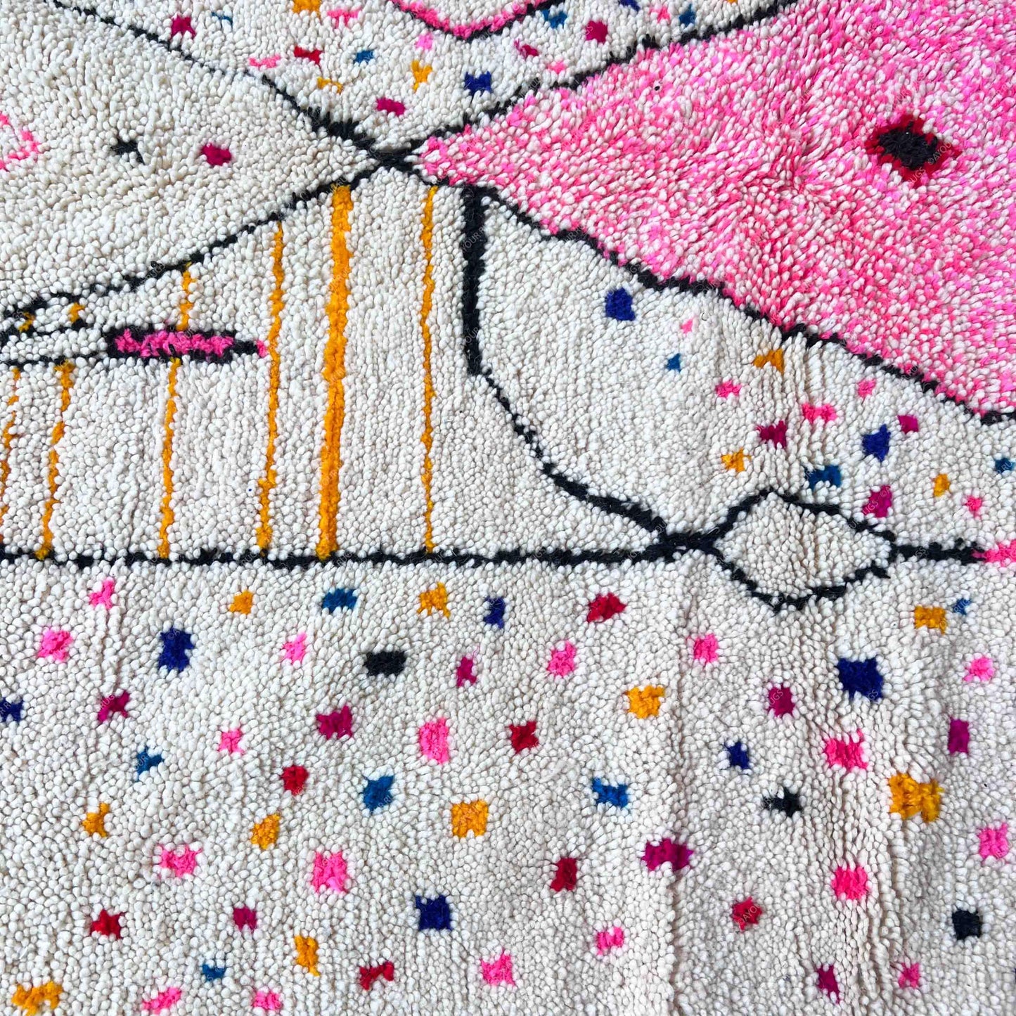 Authentic Moroccan Rug | 5.0 x 7.3 ft / 153 x 223 cm | Moroccan Rug With Pink | Azilal Teppich | Morocco | Beni Ourain Rug | Azilal Rug