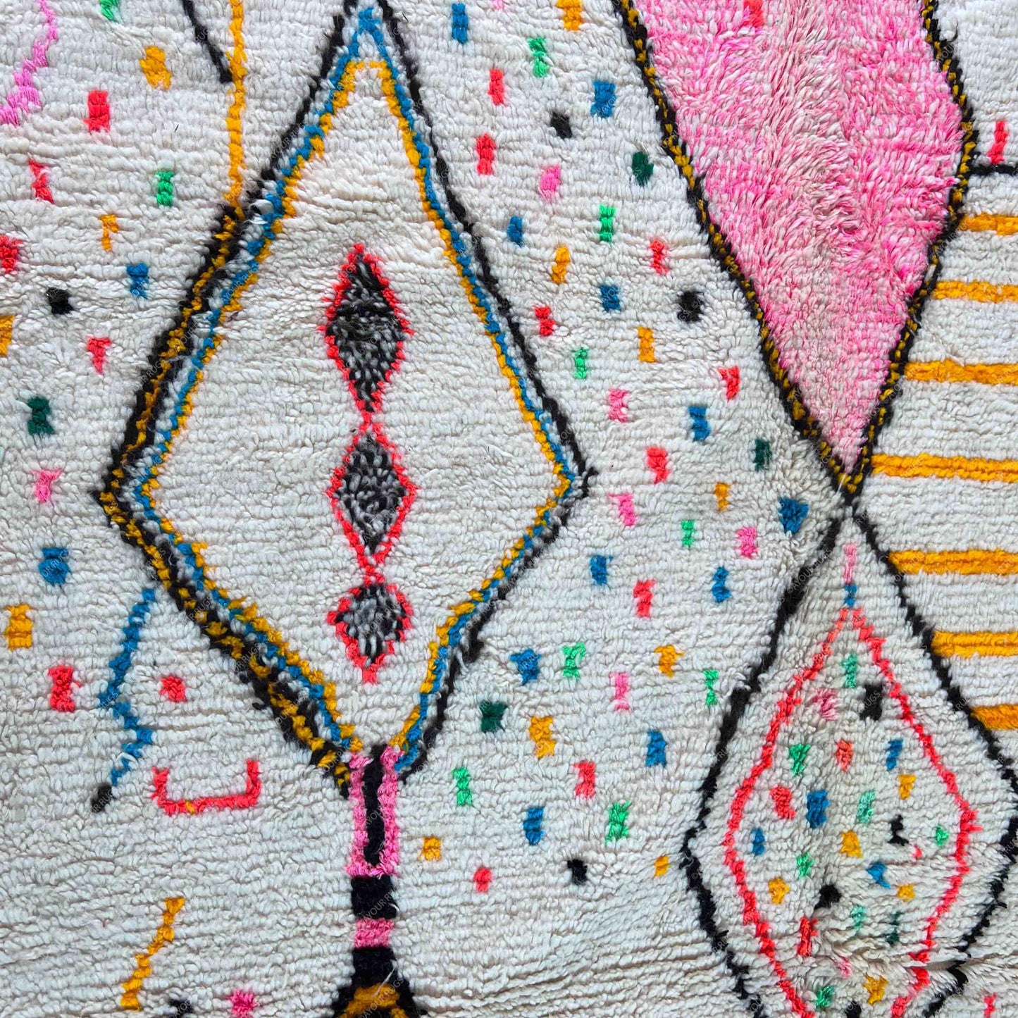 Large Azilal Moroccan Rug - Handwoven Wool Shag - 6.2x9.8 ft / 190x300 cm