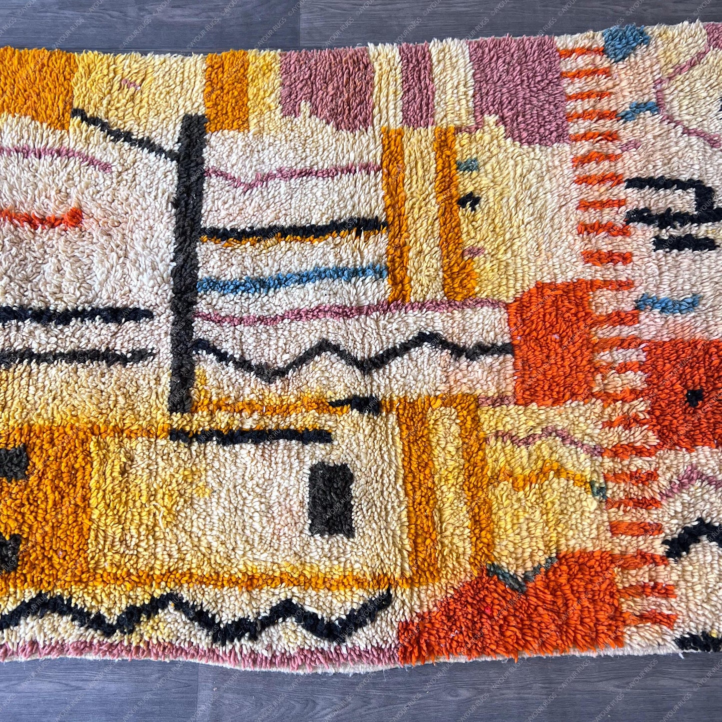 Authentic Azilal Moroccan Rug - Handwoven Wool Shag - 3.7x5.3 ft / 114x163 cm