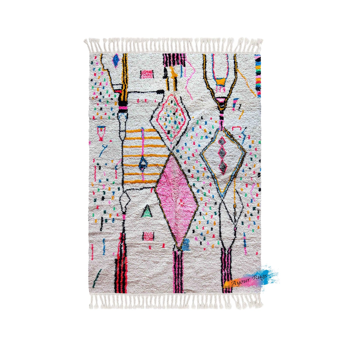 Azilal Teppich Altäre Schreine & Zubehör | 6.2 x 9.8 ft / 190 x 300 cm | Handmade Wool Rug | Moroccan Rug | Area Rug | Teppich | Beni Rug