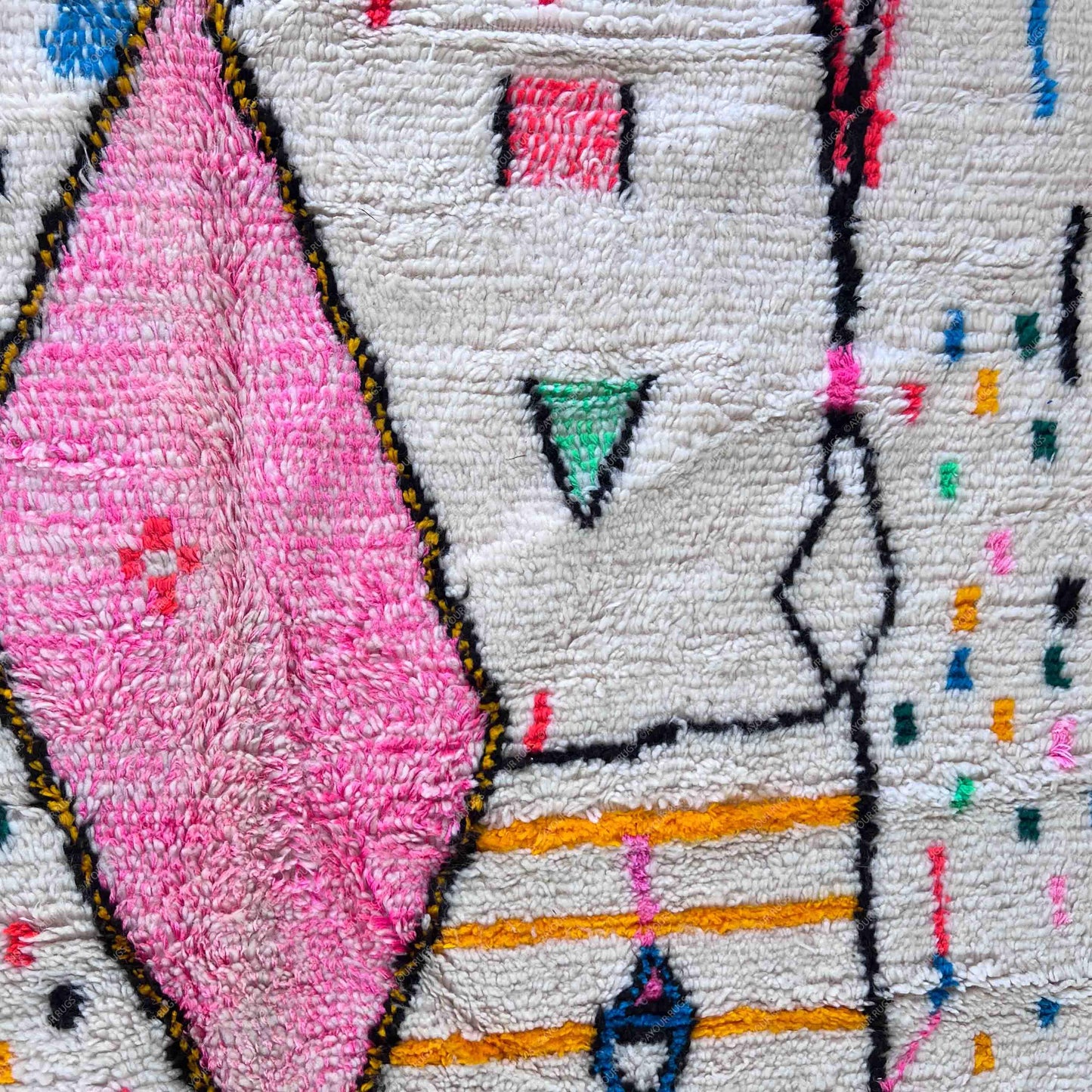 Large Azilal Moroccan Rug - Handwoven Wool Shag - 6.2x9.8 ft / 190x300 cm