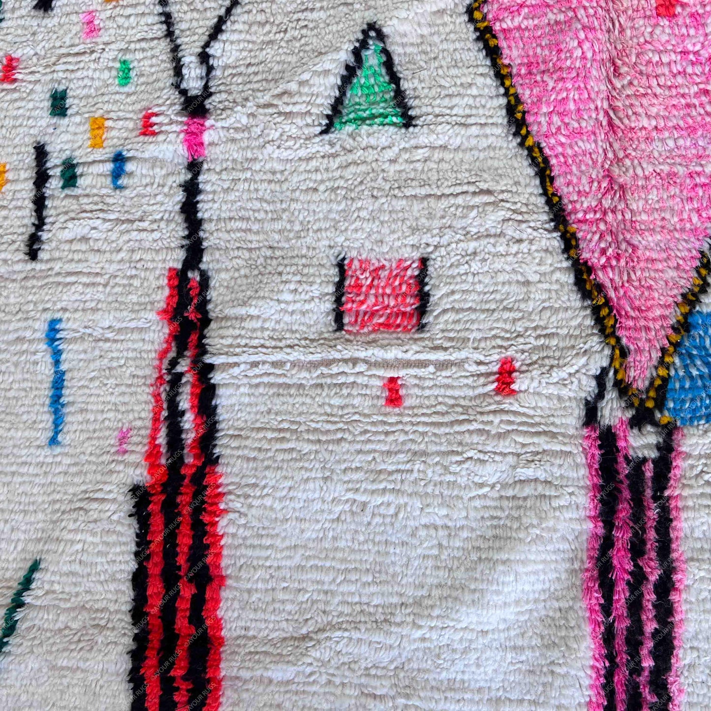 Large Azilal Moroccan Rug - Handwoven Wool Shag - 6.2x9.8 ft / 190x300 cm