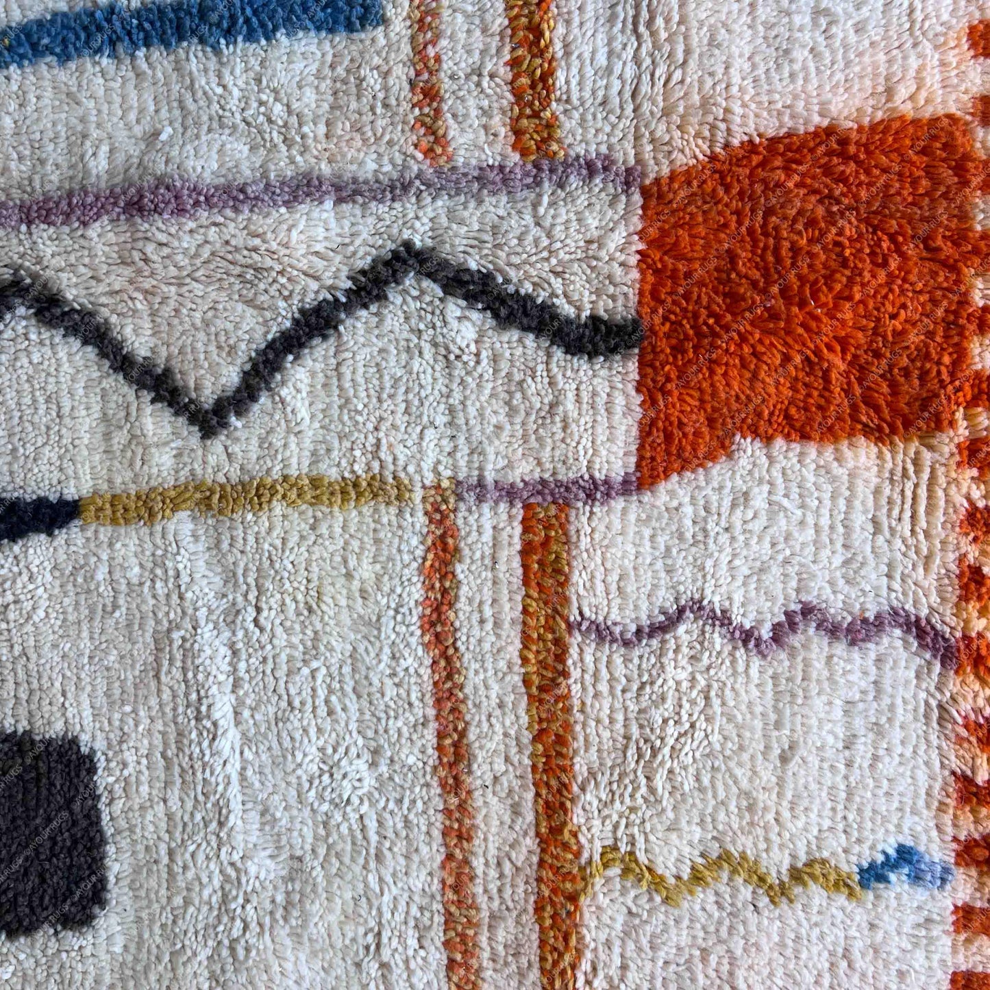 Authentic Azilal Moroccan Rug - Handwoven Wool Shag - 6.5x8.2 ft / 197x250 cm