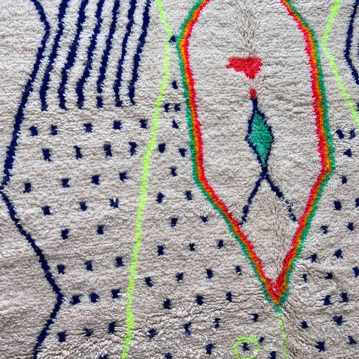 Large Azilal Moroccan Rug - Handwoven Wool Shag - 6.4x9.8 ft / 194x300 cm