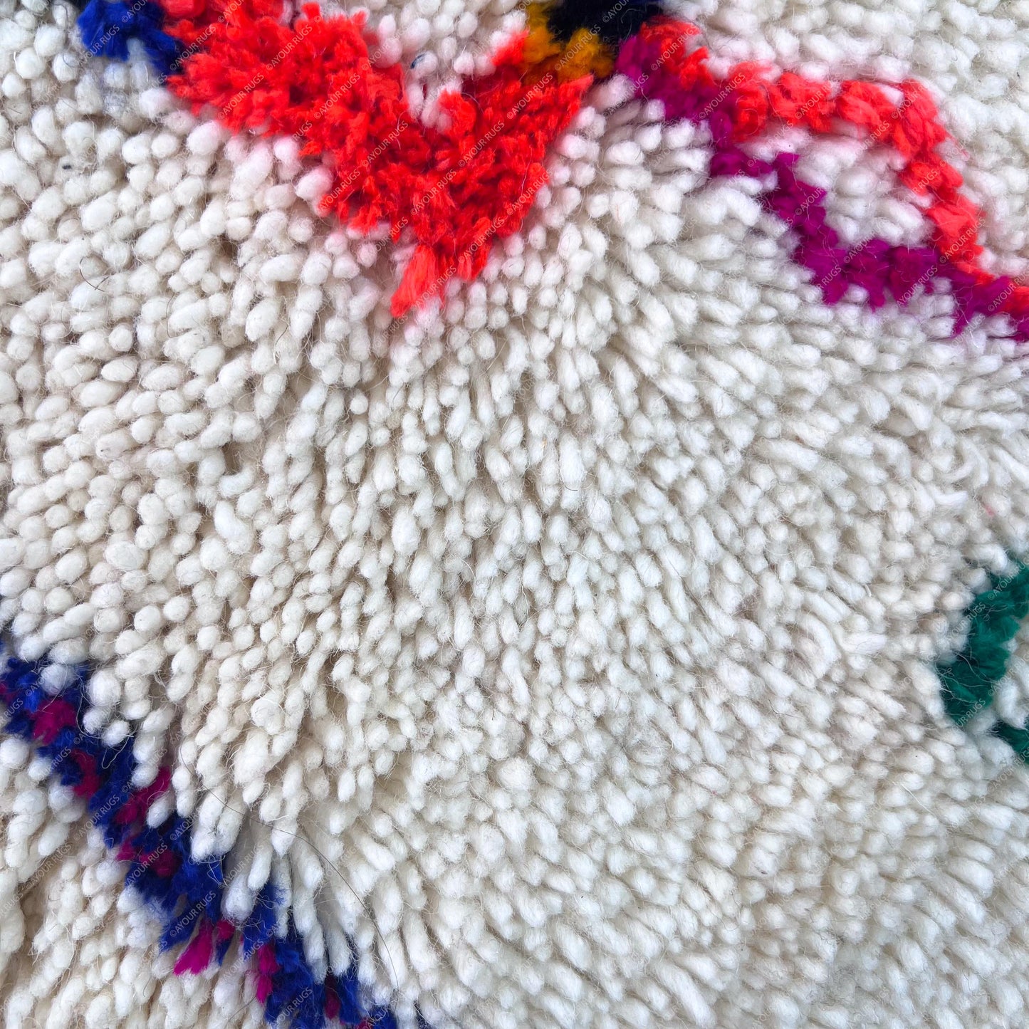 Azilal Moroccan Runner Rug - Handwoven Wool Shag - 2.7x6.3 ft / 84x191 cm