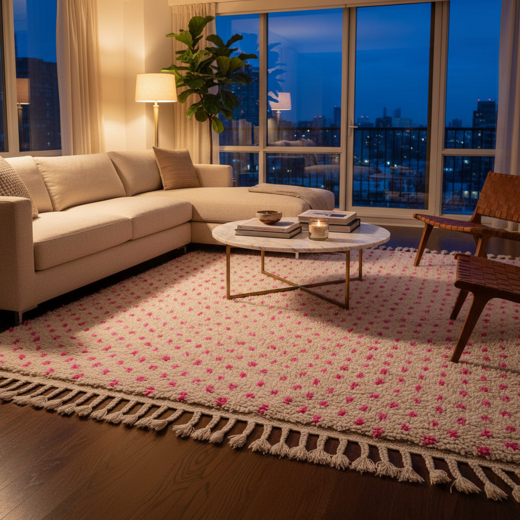 Large Azilal Moroccan Rug - Handwoven Wool Shag - 6.6x10.2 ft / 200x312 cm