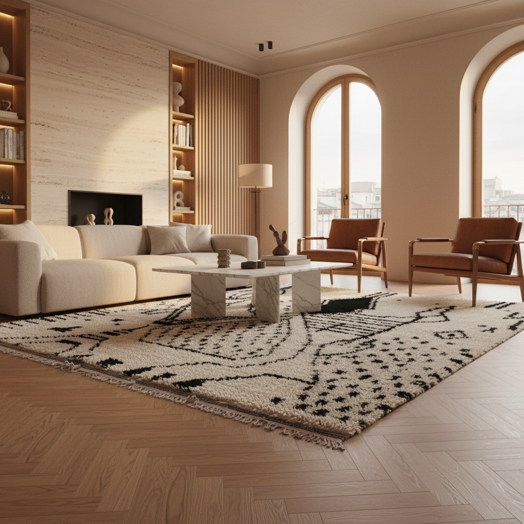 Tafrid – Black and White Moroccan Rug