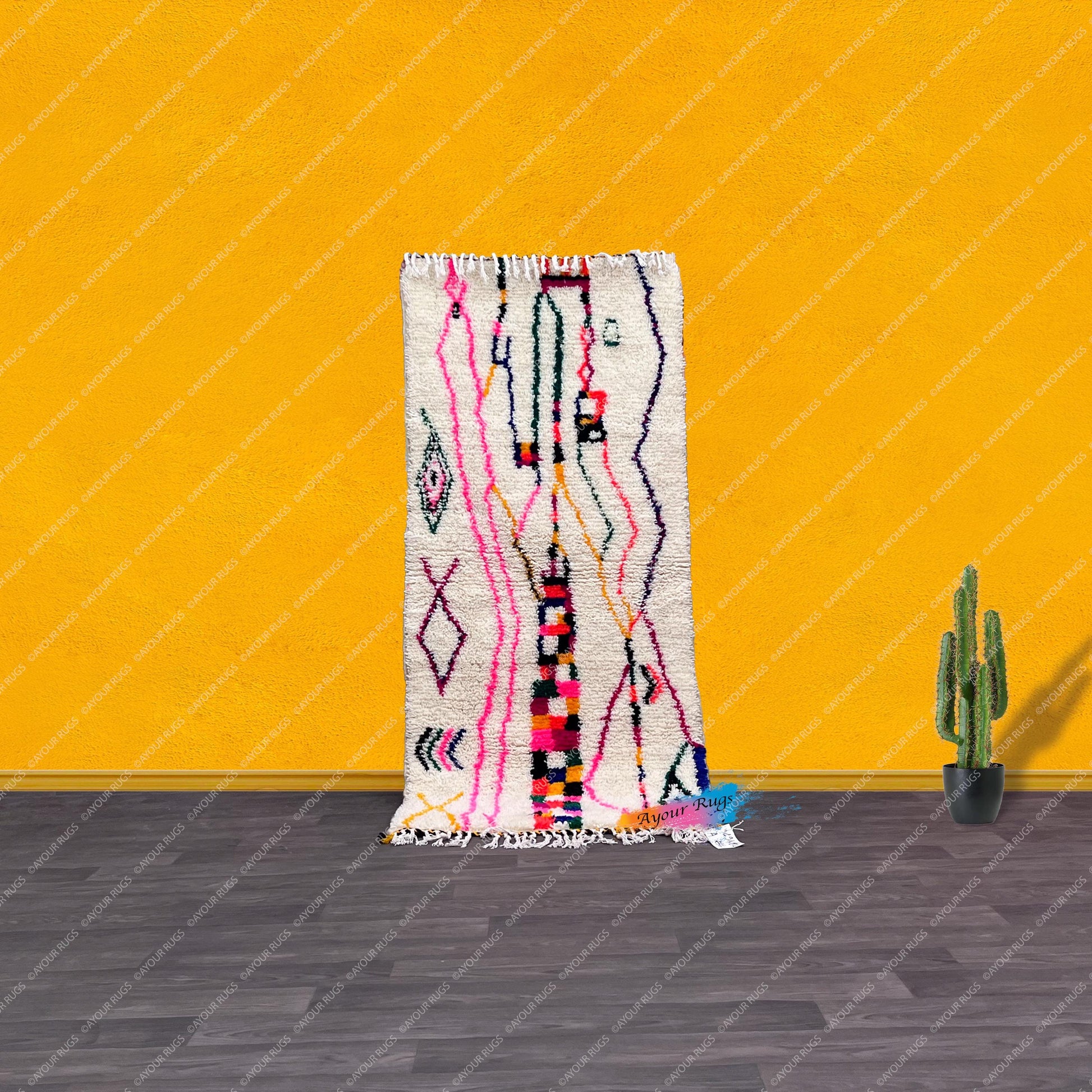 Colorful Moroccan Rug | 2.8x6.3 ft / 84x191 cm | Berber Rug | Tapis Berbere | Teppich Homes | Area Rug | Wool Rug | Azilal Rug | Beni