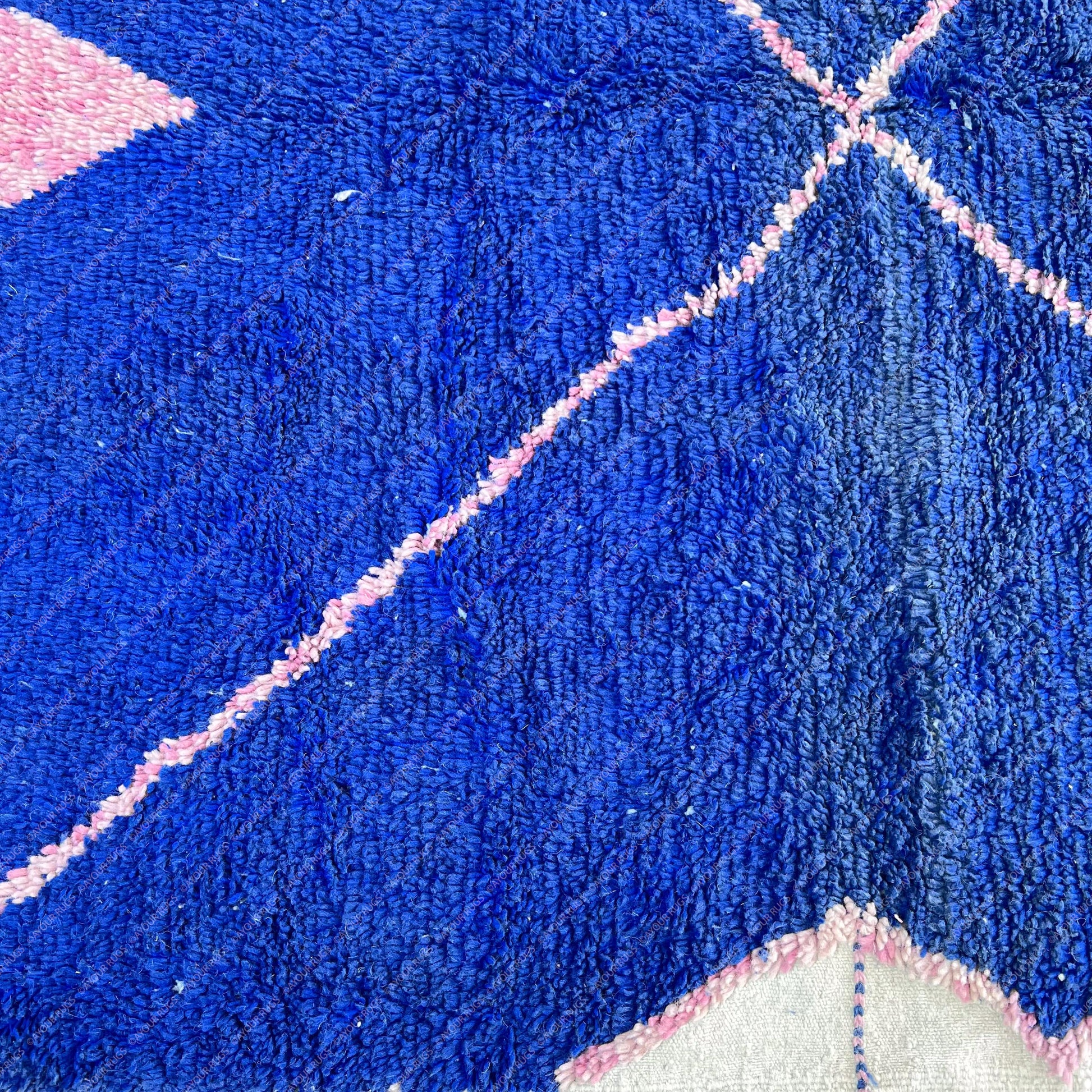 Blue Moroccan Rug | 5.6 X 6.3 Ft / 173 X 192 Cm | Azilal Teppich | Morocco | Beni Ourain Rug | Azilal Rug | Tapi Marocain | Beni Rug