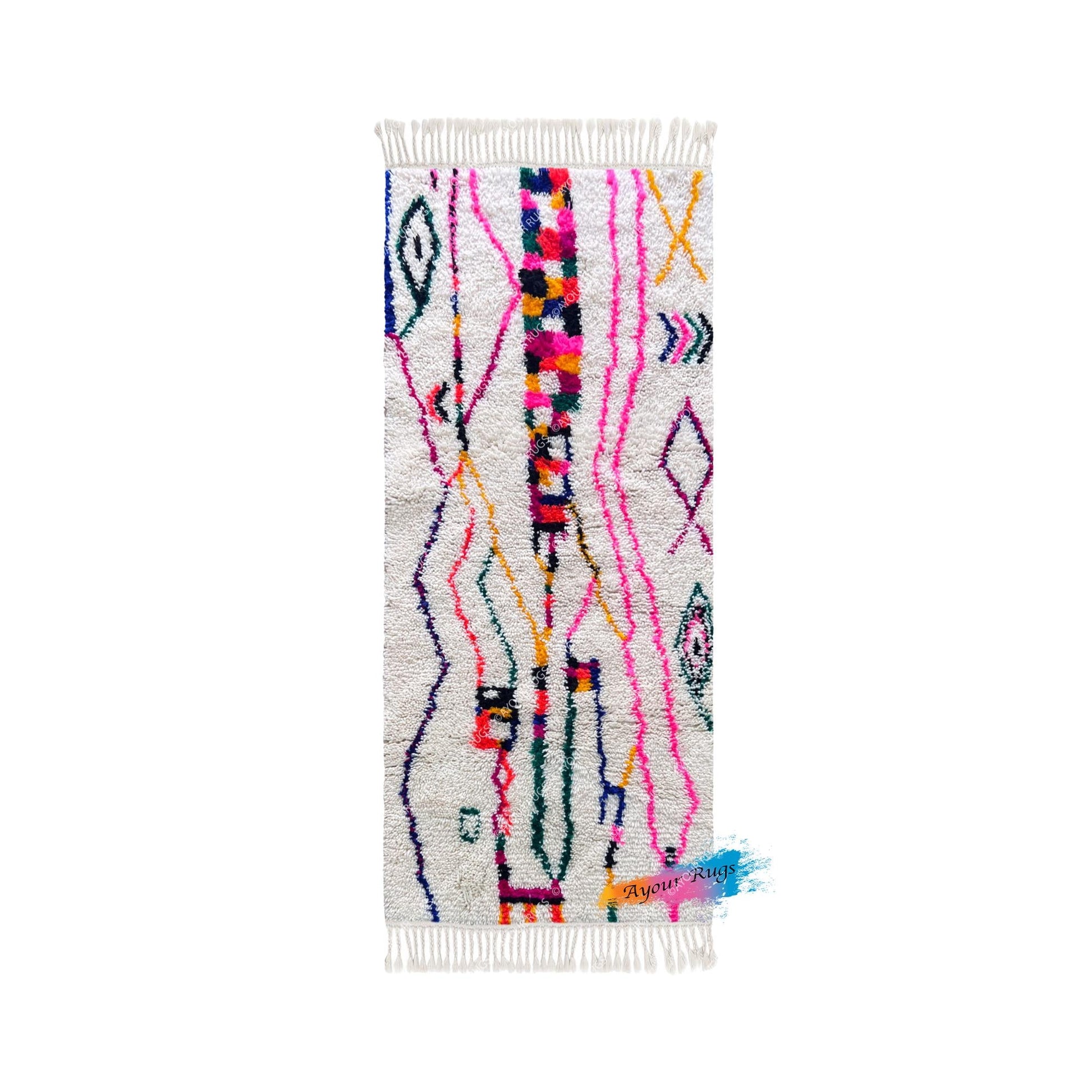 Runner Moroccan Rug | 2.7 X 6.3 Ft / 84 X 191 Cm | Azilal Teppich | Morocco | Beni Ourain Rug | Azilal Rug | Tapi Marocain | Beni Rug