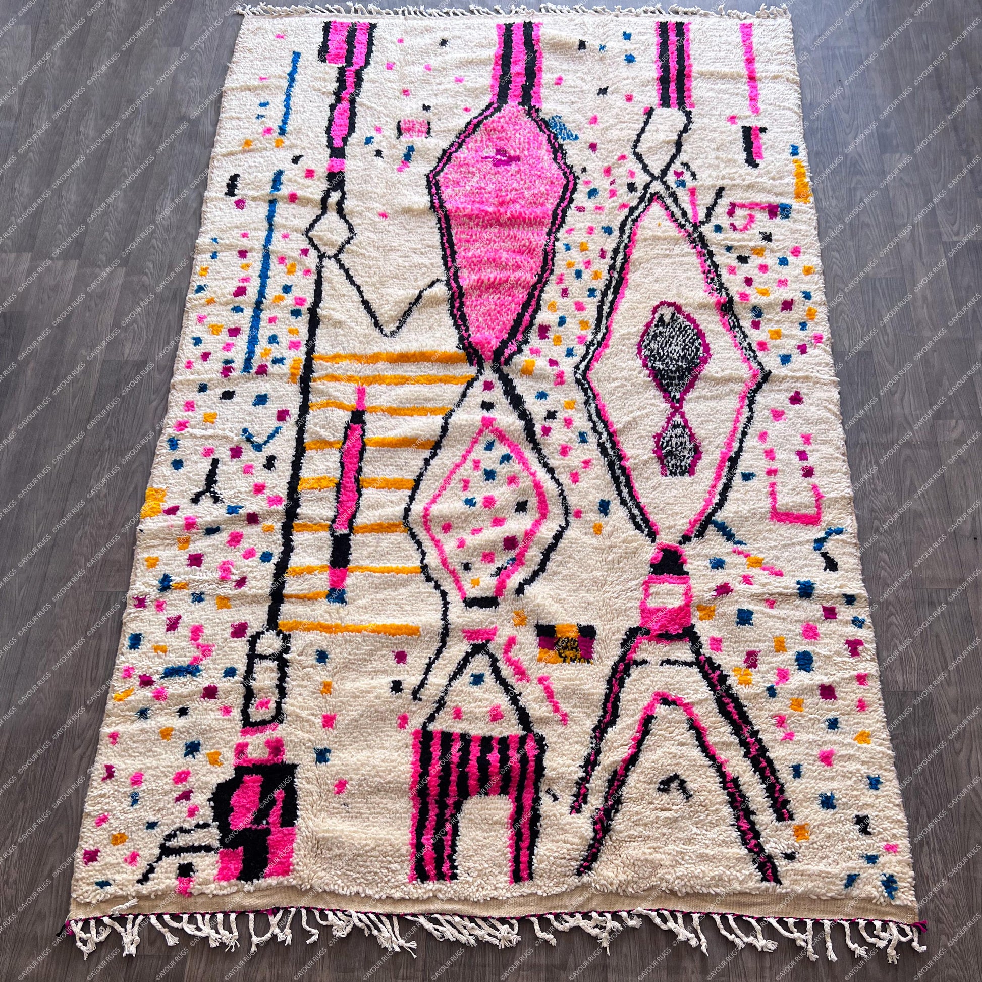 Beni | 5.9 X 9.8 Ft / 181 X 300 Cm | Tapi | Marocain | Moroccan Rug | Azilal Teppich | Morocco | Beni Ourain Rug | Azilal Rug | Beni Rug